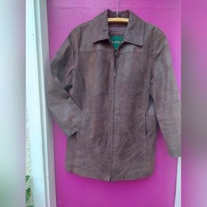 DANIER, L, Pebbled Nubuck brown leather coat.